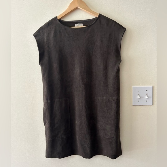 ARITZIA Wilfred Free Nori Faux Suede Tunic Dress with pockets dark green - Picture 3 of 10